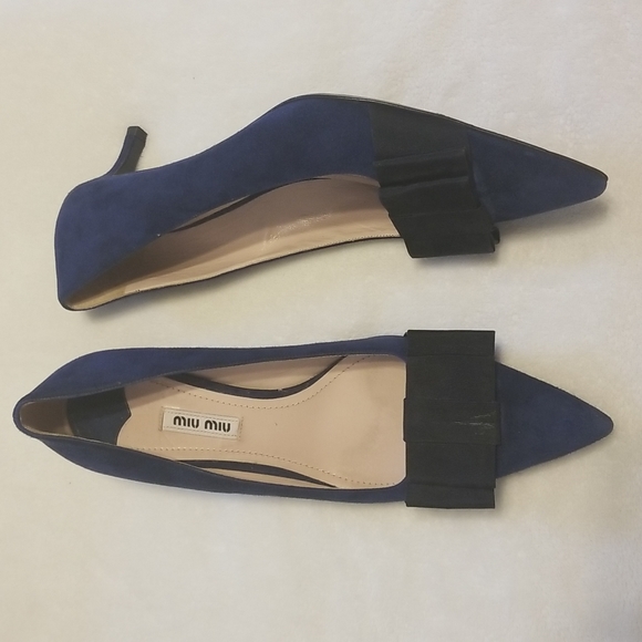 Mui Miu Navy Suede Kitten Heel 39 - Picture 2 of 8